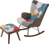 A patchwork rocking chair with a matching ottoman on a white background. Podgląd zdjęcia produktu