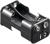 A black plastic battery holder for two AA batteries, with silver metal contacts. Podgląd zdjęcia produktu