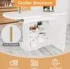 A white extendable dining table with storage compartments, showcasing its features and storage capacity. Anteprima dell’immagine prodotto
