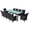 11-tlg. Garten-Essgruppe mit Auflagen Poly Rattan Schwarz Produktbild-Vorschau 3