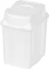 A white plastic trash can with a flip lid. Produktbild-Vorschau