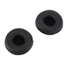 Two black, round ear pads for headphones are shown against a white background. Voir les images du produit
