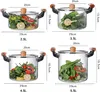 Holzgriff Glastopf mit Deckel zum Kochen, Heizbare Glas Produktbild-Vorschau 5