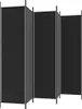 A black, multi-panel room divider is shown against a white background. Náhled obrázku produktu