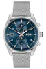 A close-up studio shot of a men's wristwatch with a blue dial and a silver mesh band. Anteprima dell’immagine prodotto