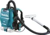 A teal and black Makita backpack vacuum cleaner with a white vacuum wand. Náhled obrázku produktu