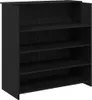 A black wooden shelf unit with four shelves. Podgląd zdjęcia produktu