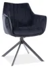 Chaise pivotante en velours - Noir - Pieds en métal noir - Voir les images du produit 1