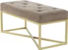 A taupe upholstered bench with a gold metal frame is shown against a white background. Produktbild-Vorschau