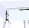 A close-up view of a white nightstand with an open drawer. Produktbild-Vorschau