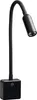 A black LED plug-in lamp with a flexible gooseneck and a power button on the base. Produktbild-Vorschau