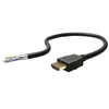 A black HDMI cable with its end connector and the exposed wires at the other end. Produktbild-Vorschau
