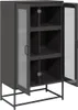 A dark gray highboard cabinet with glass doors, shown with one door open. Produktbild-Vorschau