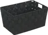 A black woven storage basket with handles is shown from a slightly elevated side angle on a white background. Anteprima dell’immagine prodotto