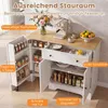 COSTWAY Keukenkast, servieskast op wielen, buffetkast met Productafbeelding-voorbeeld 4