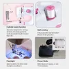 Collage of images showcasing features of a sewing machine. Produktbild-Vorschau