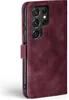 A close-up side view of a burgundy flip phone case for a Samsung Galaxy S22 Ultra. Produktbild-Vorschau