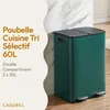 CASABEL Poubelle Tri Selectif 60L, 2x30L Acier INOX VERT Voir les images du produit 2
