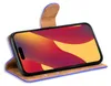 A blue flip case for a smartphone, shown at an angle with the screen displaying a colorful abstract image. Produktbild-Vorschau