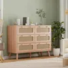 Commode 6 tiroirs en bois naturel avec façades en rotin Voir les images du produit 5