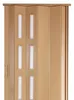 A close-up view of a light brown folding door with translucent white panels. Podgląd zdjęcia produktu