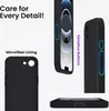 Collage of images showing a black phone case with close-ups of its features and text highlighting its quality. Produktbild-Vorschau