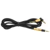 A black audio cable with gold connectors is laid out on a white background. Náhľad obrázku produktu