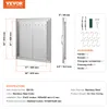 A diagram showing the dimensions and accessories of a stainless steel grill access door. Náhľad obrázku produktu