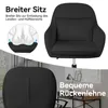 A collage of images showing a black office chair, with close-ups highlighting its features and text descriptions. Voir les images du produit