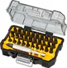 A set of screwdriver bits in a black and yellow case with a clear lid. Voir les images du produit