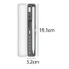 A stylus pen case with accessories and dimensions shown. Produktbild-Vorschau