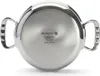 The bottom of a stainless steel pot with handles is shown against a white background. The brand name and product details are visible on the bottom of the pot. Podgląd zdjęcia produktu