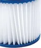 A close-up view of a pleated pool filter cartridge with blue end caps. Podgląd zdjęcia produktu