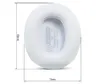 A white ear pad for headphones with dimensions indicated. Produktbild-Vorschau