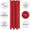 A red curtain is shown with several circular callouts describing its features. Produktbild-Vorschau