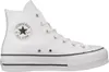 A white Converse Chuck Taylor All Star Lift Leather High sneaker is shown against a white background. Voir les images du produit