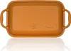 A top-down view of an orange baking dish with handles. Podgląd zdjęcia produktu