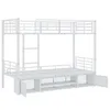 A white metal bunk bed with storage underneath, shown from the side against a white background. Anteprima dell’immagine prodotto