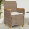 vidaXL Gartenstühle mit Kissen 2 Stk. Beige Poly Rattan Produktbild-Vorschau 2