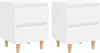 Two white nightstands with wooden legs are shown against a white background. Náhled obrázku produktu