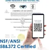A hand holding a smartphone displaying a QR code and a certificate of listing document. Podgląd zdjęcia produktu