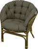 A close-up studio shot of a rattan chair with a thick gray cushion. Anteprima dell’immagine prodotto