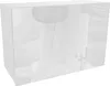 A bathroom interior scene visible through a transparent box, featuring a bathtub, shower head, and towels. Produktbild-Vorschau