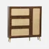 Scarpiera con decoro in legno e canna, 3 ante, Noce Anteprima dell’immagine prodotto 1