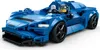 A blue LEGO Speed Champions McLaren Elva car with a driver. Podgląd zdjęcia produktu