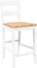 A white bar stool with a wooden seat is shown against a white background. Náhľad obrázku produktu