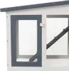vidaXL Conigliera grande grigio e bianco 201x45x85 cm legno Anteprima dell’immagine prodotto 4