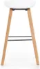 A white bar stool with wooden legs against a white background. Náhled obrázku produktu