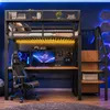 Łóżko piętrowe 90 x 200 cm, metalowe z listwą LED i półką Podgląd zdjęcia produktu 7