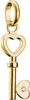 A gold-colored charm in the shape of a key with a heart at the top and a small diamond on the key's bit. Anteprima dell’immagine prodotto